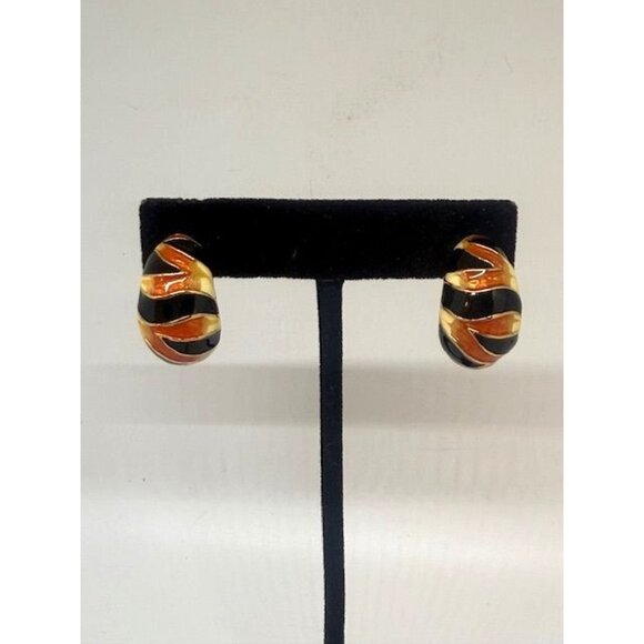 KJL Kenneth Jay Lane (2) Animal Print Earrings for Pierced Ears Tiger/Leopard - Picture 3 of 8